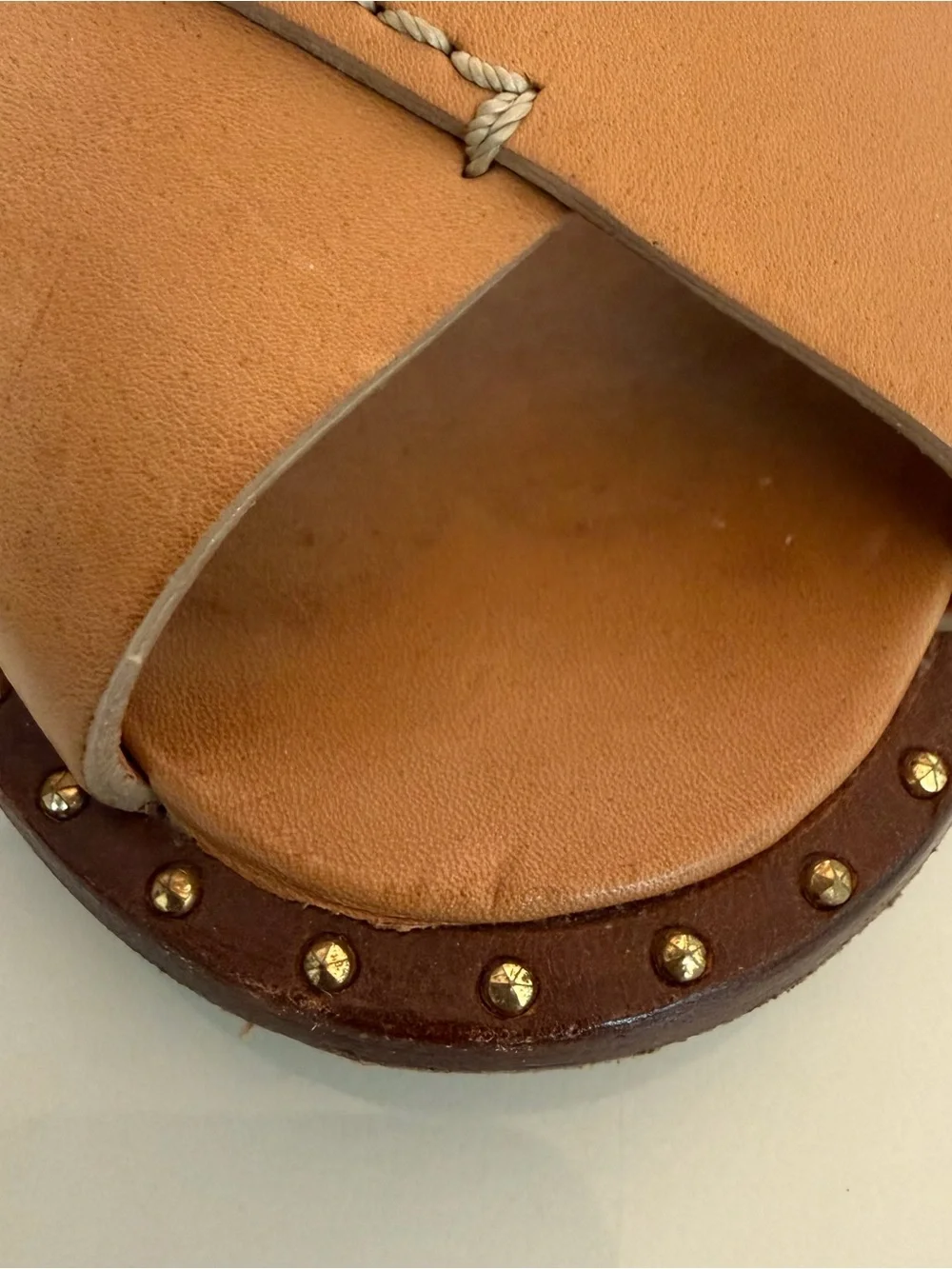 Louis Vuitton Cognac Leather Wedge Sandals with Ankle Strap